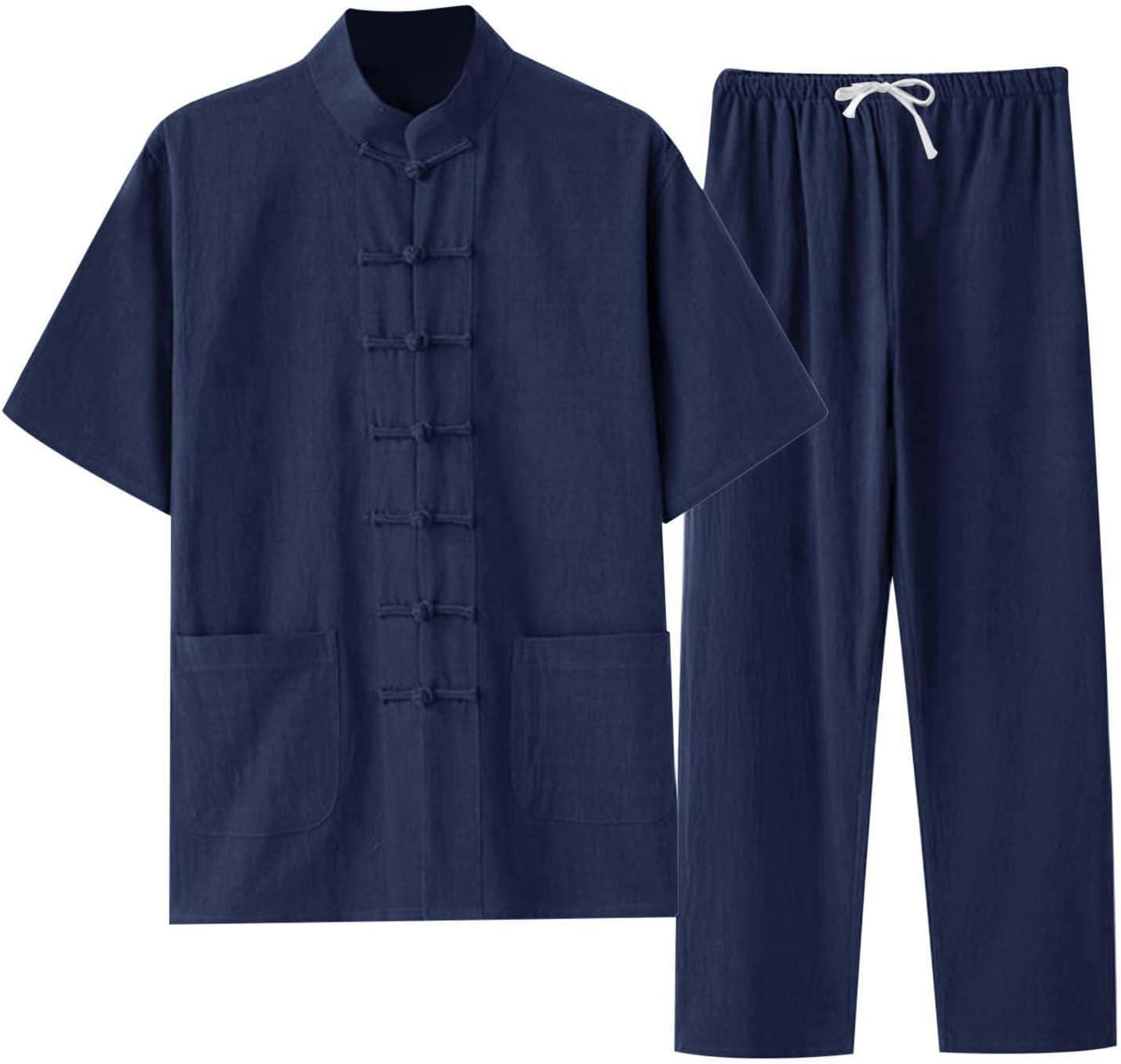 Kimono Men's Traditional Chinese Clothing Martial Art Kung Fu Tai Chi Wushu Classic Tangzhuang Long Sleeve Shirt Trousers Training Uniform Spring Autumn Leisure Clothing