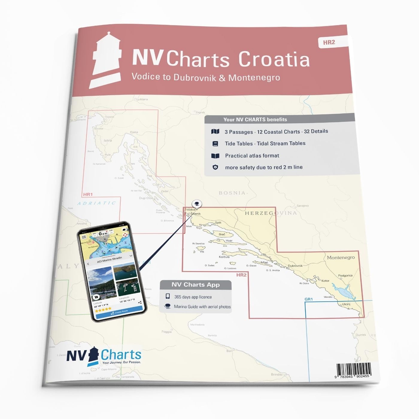 NV Atlas Croatia HR 2 mit App Lizenz- Seekarte Kroatien - Vodice to Dubrovnik & Montenegro