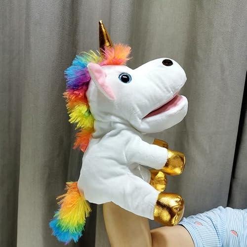 image for Hopearl Plush Unicorn Hand Puppet with Open Movable Mouth for Imaginat