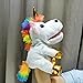 Hopearl Plush Unicorn Hand Puppet with Open Movable Mouth for Imaginative Play, Role Play, Interactive Toy for Storytelling Teaching Puppet Theater, Birthday Gifts for Kids Girls, White, 12''