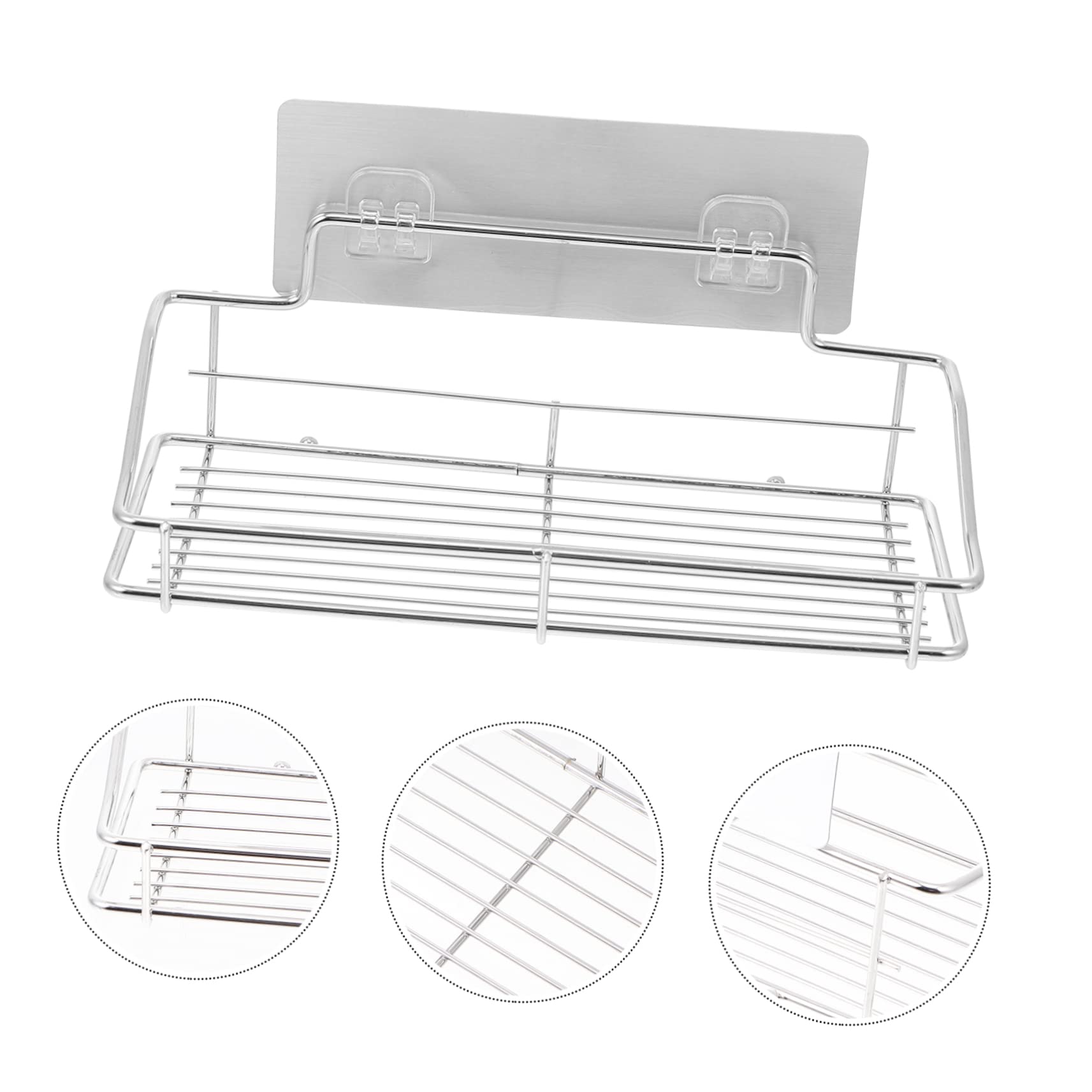 Unomor 1Set Wall Mounted Toiletry Storage Holder Stainless Steel Bathroom Kitchen Shelf Rack Silver Design for Easy Organization and Drainage Space Saving