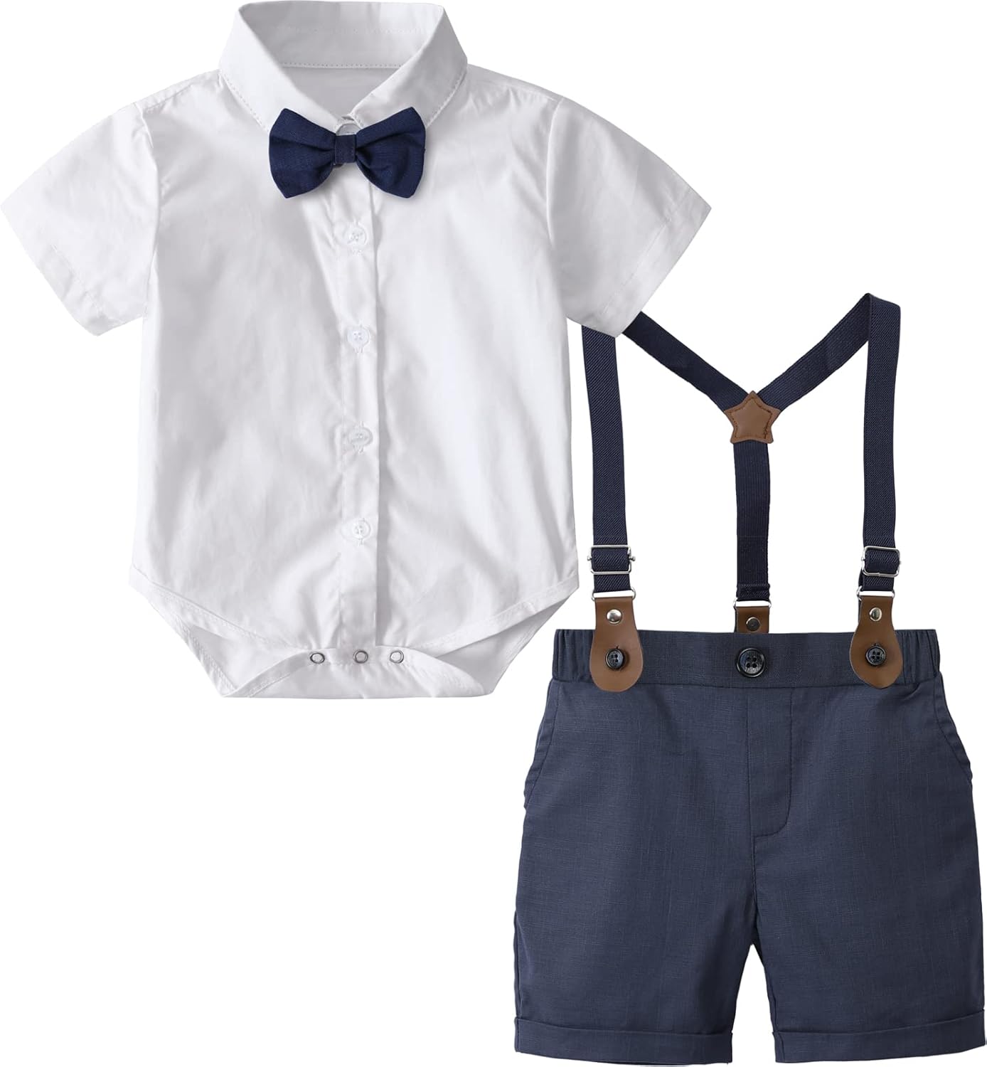 A&J DESIGN Baby Boy Gentleman Suspenders Outfit Infant Formal Wedding Dress Suits Set