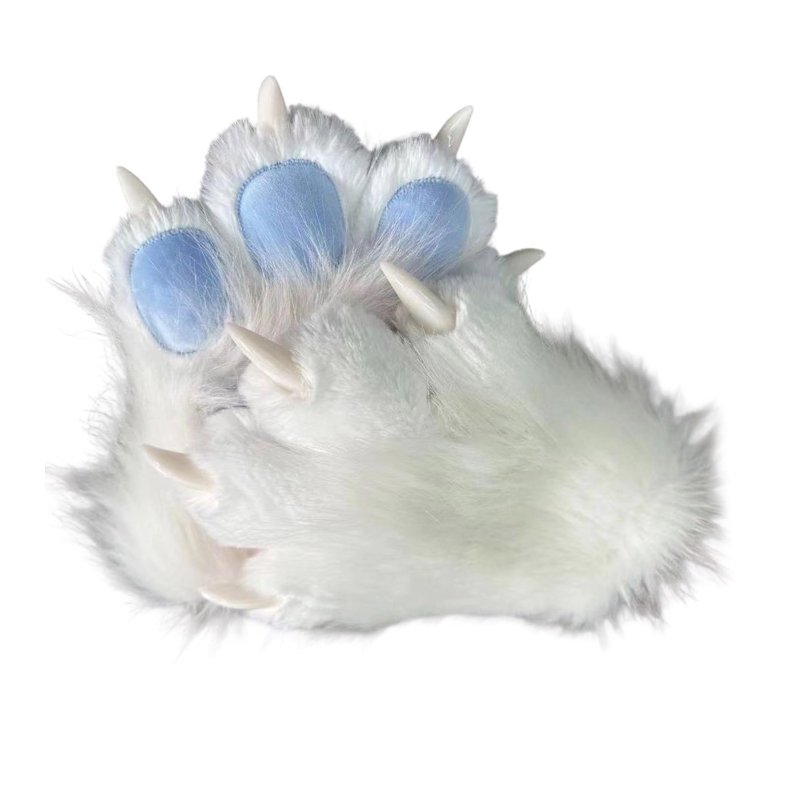 Vdaxvme Cat Paw Gloves with Claw Animal Paws Glove Therians Paw Fursuit Halloween Cosplay Costume Accessory Therian Equipment Halloween Cosplay Costume Accessory, White blue mat, One Size