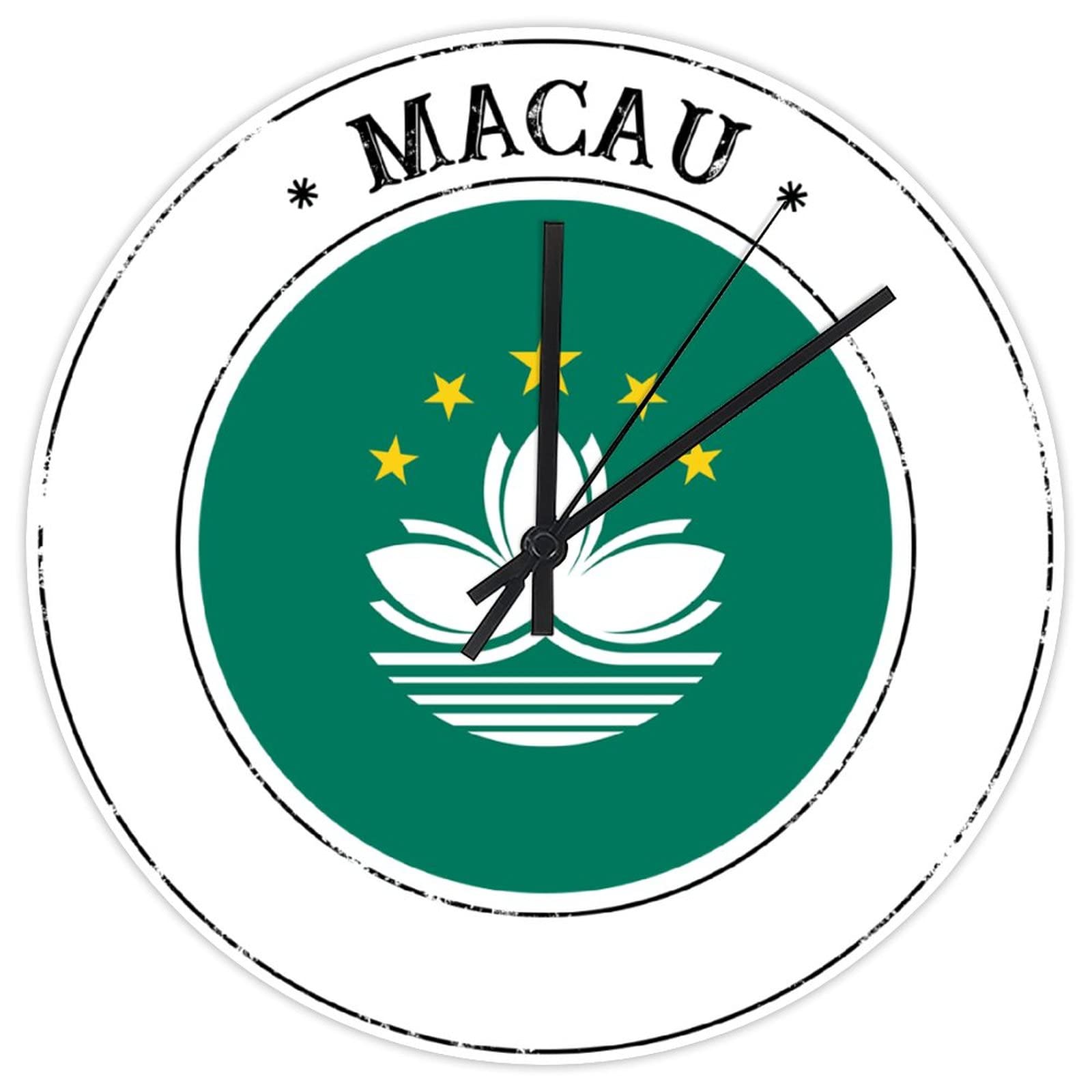 Horloge murale drapeau Macau de 30,5 cm au mécanisme fluide et finitions soignées