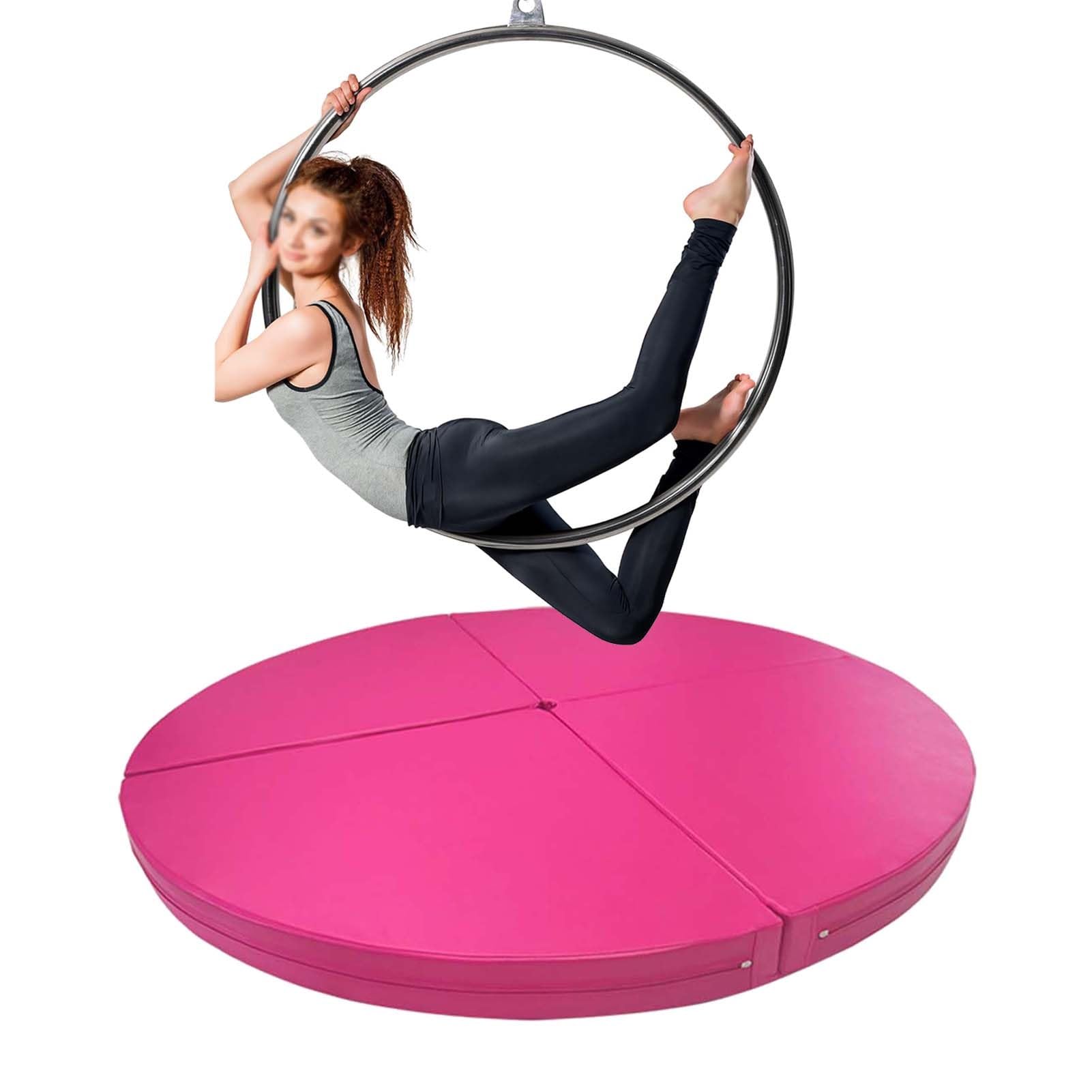 Aerial Hoop Crash Mat for Home Gym, Thick Foldable Circular Pad/Safety Dance Pole Mat, Crash Collision for Lyra Ring Stripper Pole, 1.2-2m(Pink,150cmx3cm(59
