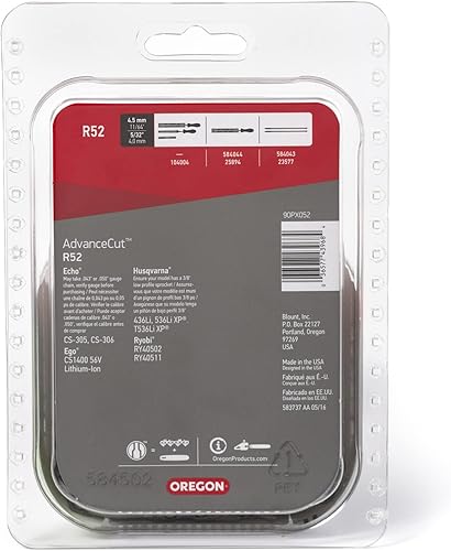 Miniatura 4 de Oregon Cadena de motosierra R52 AdvanceCut para barra de 14 pulgadas -52 eslabones de transmisión cadena de retroceso bajo se adapta a Husqvarna