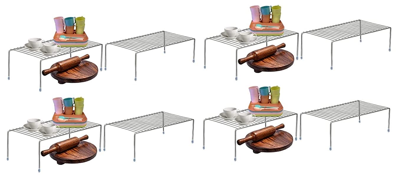 Cri8Hub Pack of 8 pcs Stainless Steel Kitchen Dish Rack Expandable Storage Shelves for Kitchen Cabinets Multipurpose Organizer Extend, Flower Pot with Anti-Rust Nano Coating (Pack of 8) (B0CPLZ86KL) Amazon Price History, Amazon Price Tracker