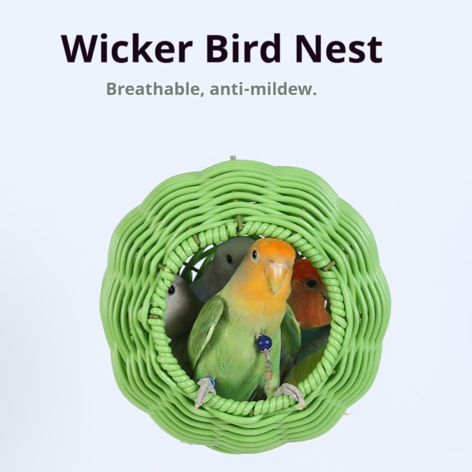 Générique Nid d’Oiseau en Rotin Synthétique, Fait à la Main Respirant et Lavable, Maison d’Oiseau Confortable pour Cage, Volière et Jardin, Habitat pour Canaris, Perruches et Perroquets