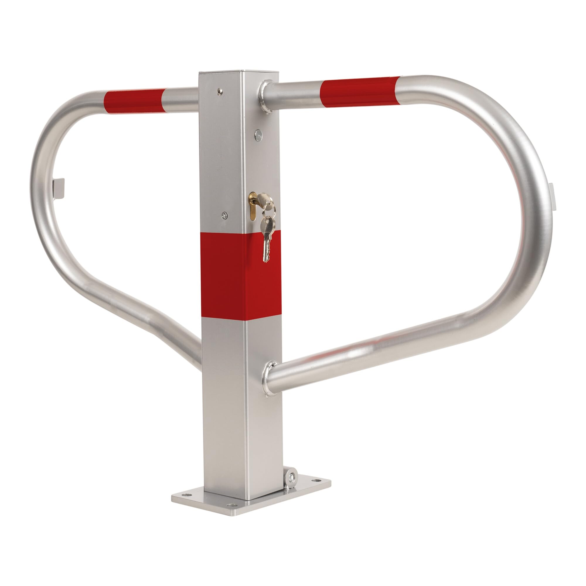 Arceau de parking STIER, rabattable, avec cadenas à cylindre, 2 clés, robuste, acier galvanisé, verrouillage aisé