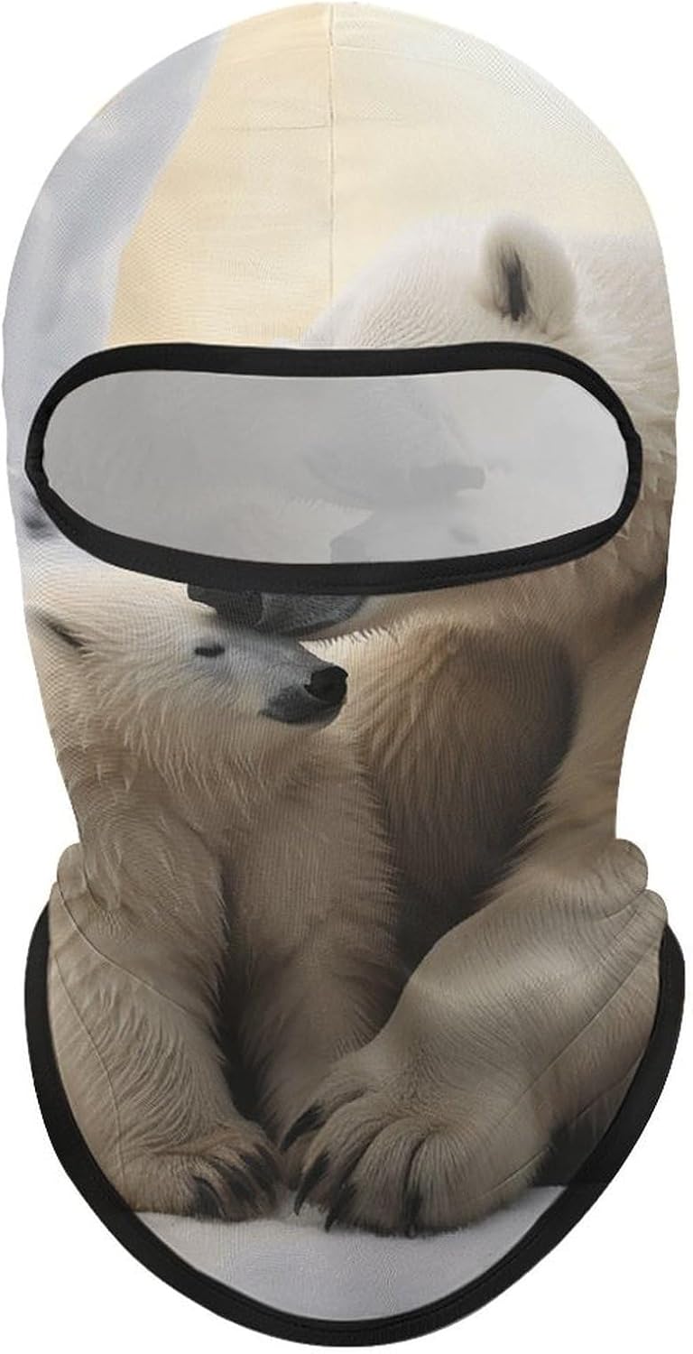 Balaclava Face Mask for Men Women Sun Protection Full Face Cover | Breathable Polar Bear Love Full Face Mask Windproof Ski Mask Motorcycle Helmet Lining for Outdoor Sport Cycling