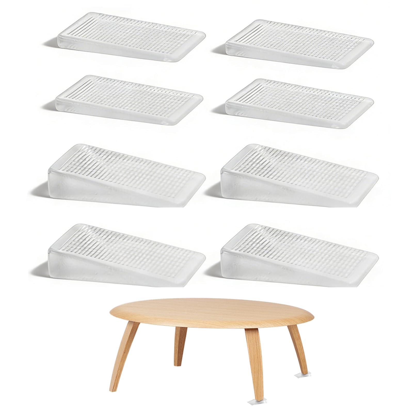 Ramasoul 8 Pcs Plastic Clear Table Shims,Level Wedge For Home Furniture,Level Wedge Shims For Home Furniture, Levelers For Wobbly Uneven Floors Fixing Door Stops, 2 Height Available (5Mm,10Mm)