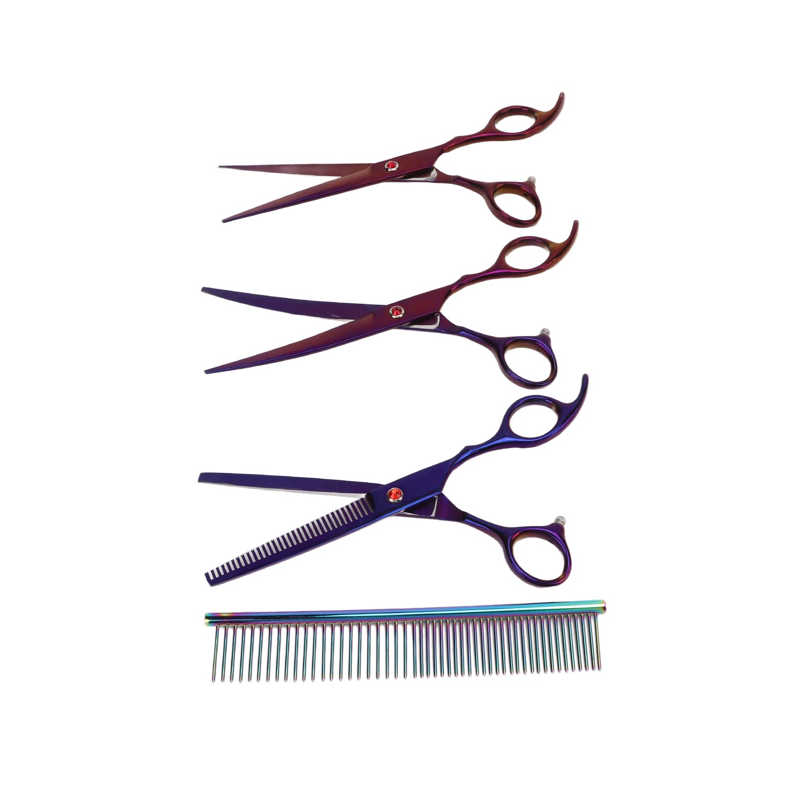 Zerodis Set di Forbici per Toelettatura Animali, Forbici Professionali per la Cura del Pelo 3 Pezzi 7 Pollici con Pettine e Borsa Portaoggetti, for Rifinitura del Pelo di Piccoli Animali