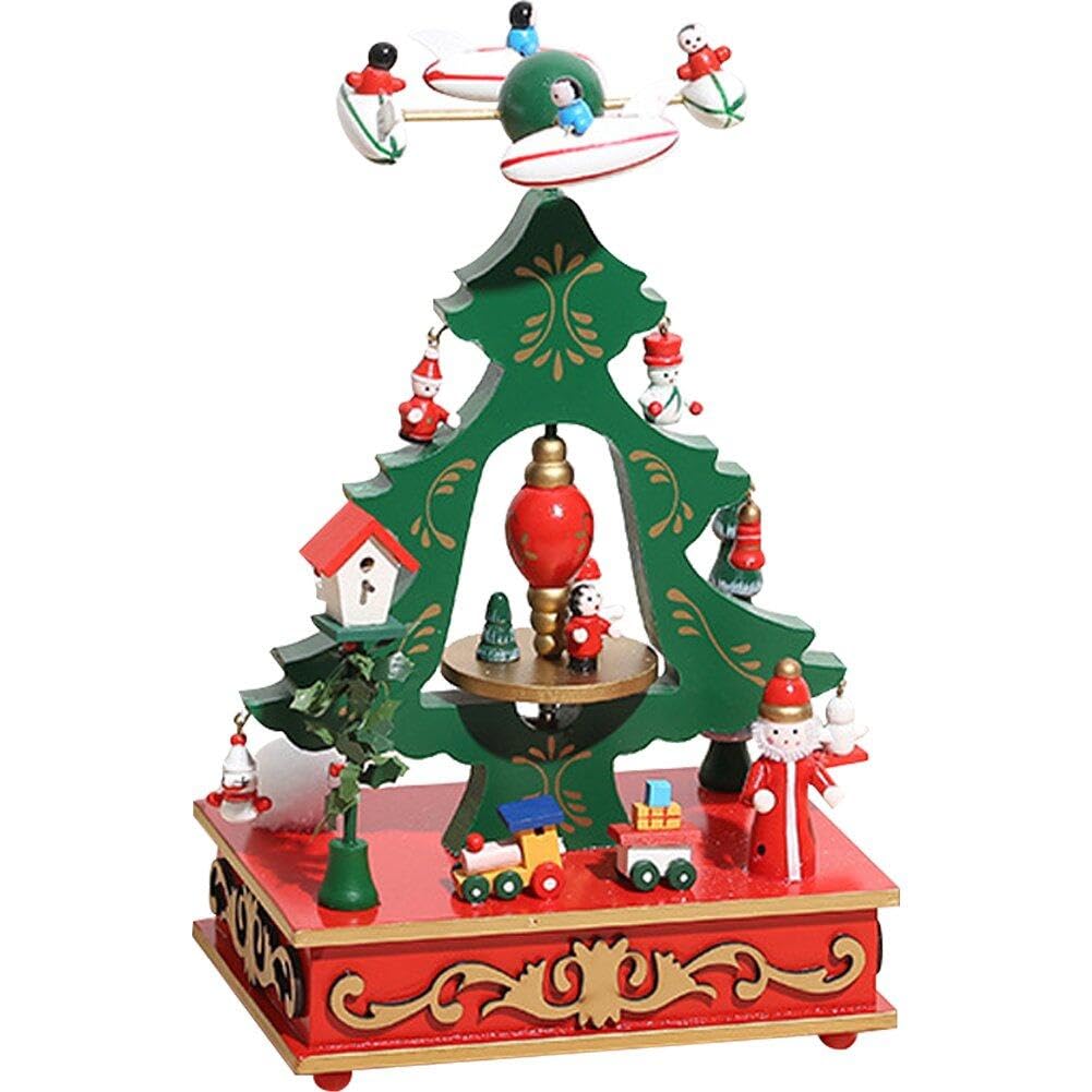 Boîtes d'arbre De Noël Boîte D'ornements en Bois Bricolage Boîte D'octave Cadeaux pour Enfants Anniversaire du Nouvel an Décorations À Bascule Cheval