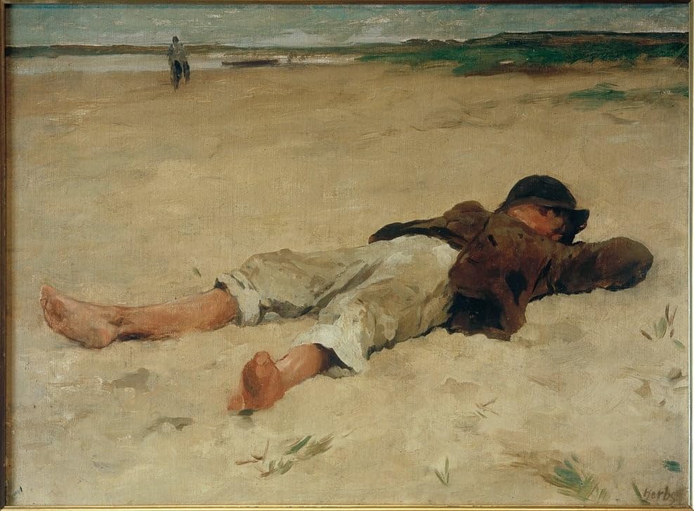 Tableau peinture abstraite Ludwig Herbst, impression d'art sur toile 60x90cm Paysan couché.