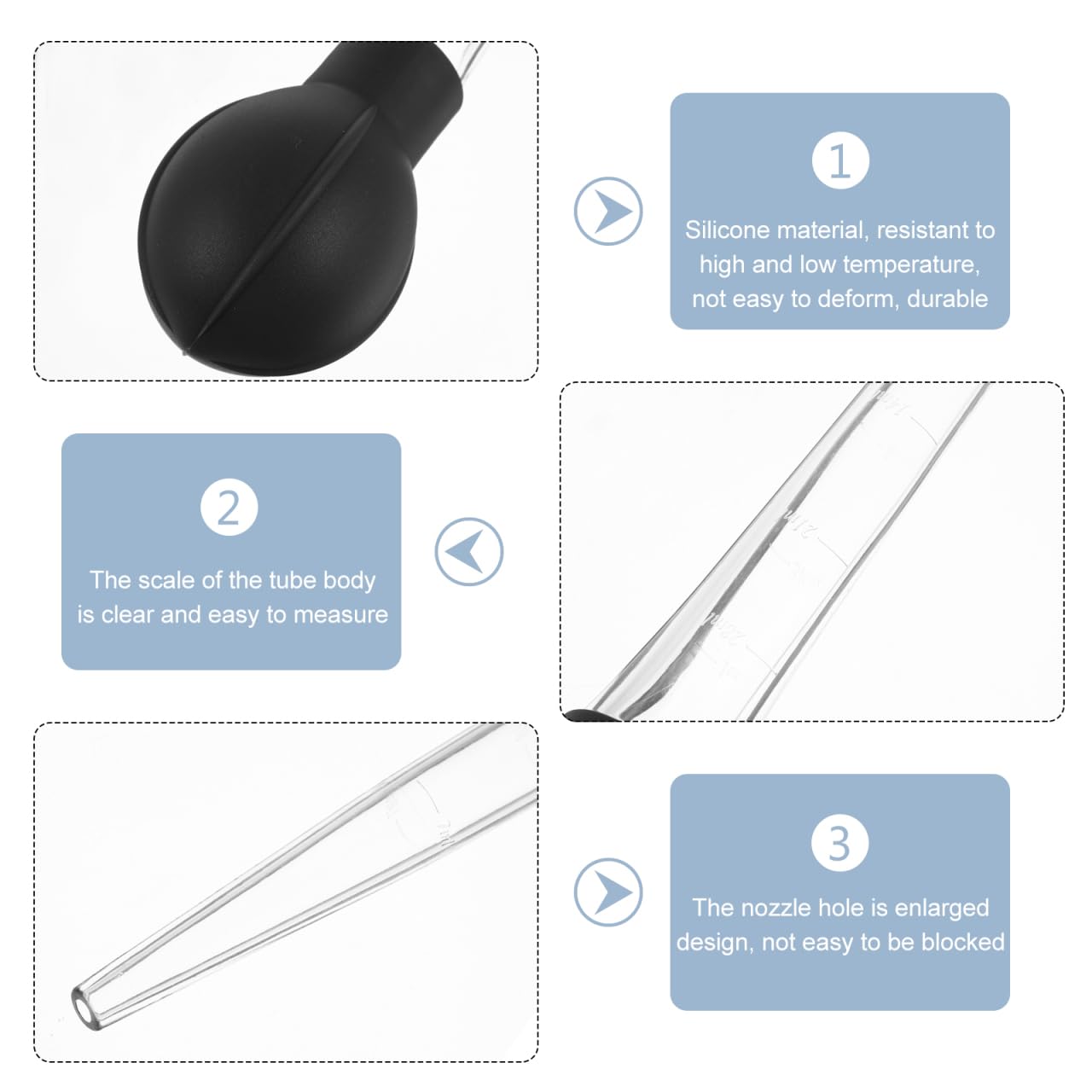DOITOOL Pipetta grande con contagocce in plastica con contagocce pipetta liquida (nero grigio)
