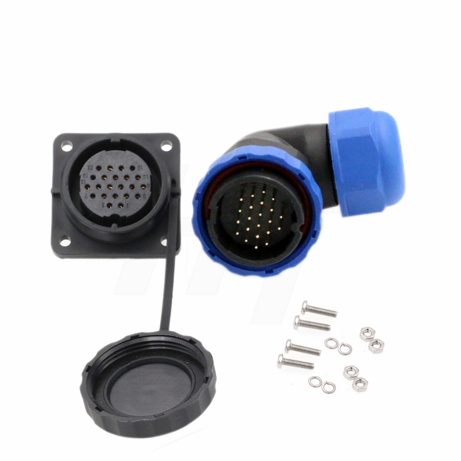 HangTon HE29 22 Pin 5A Power Waterproof Male Female Right Angle Connector, Cable Plug Panel Mount Socket Outdoor Marine Electrical Circular Solder Quick-Disconnect