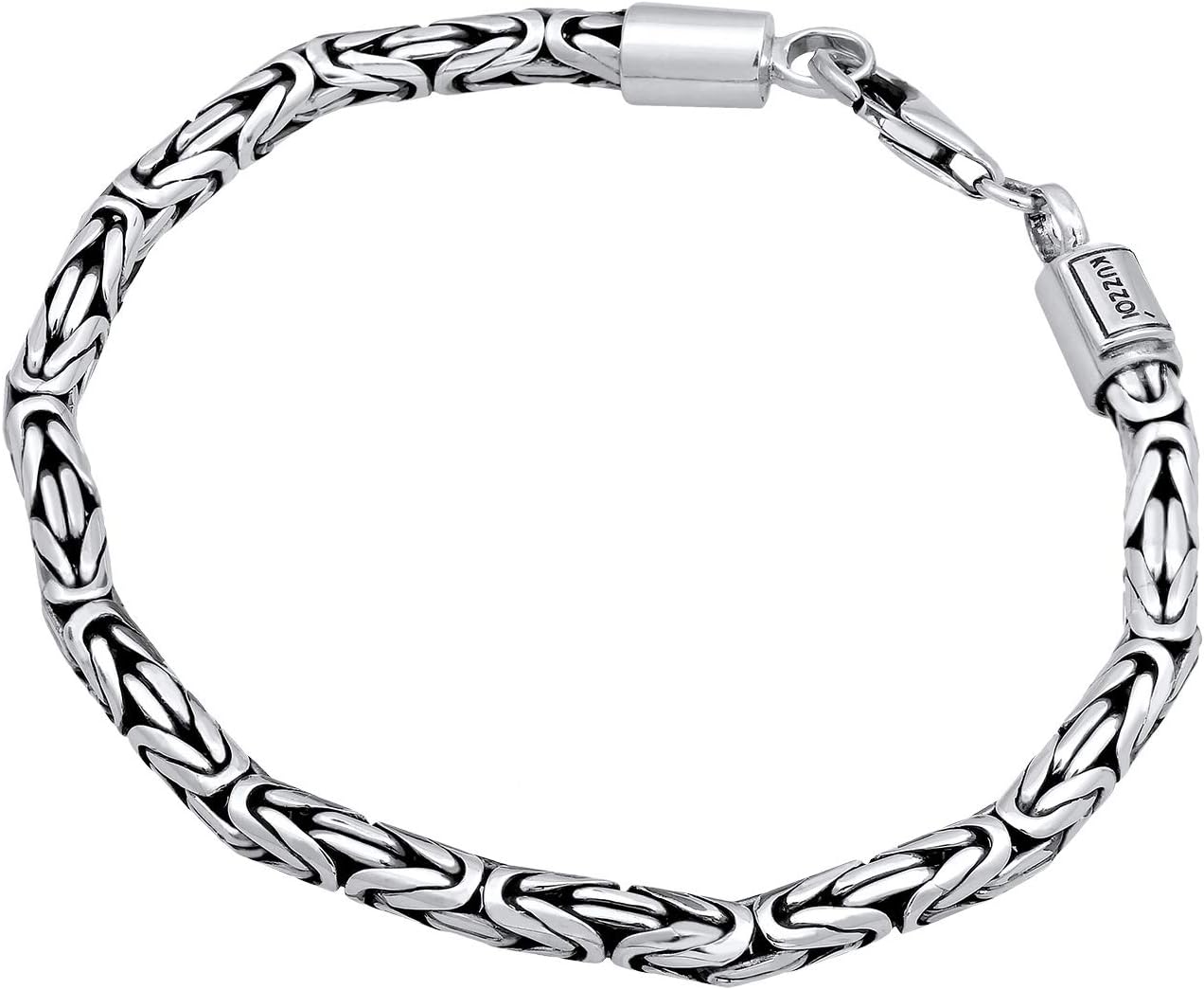 kuzzoi Men Bracelet curb cuban chain massiv shiny solid with Clasp made of 925 sterling silver, length 7.48 inch – 9.05 inch, width 0.16 inch, 0.71 oz, 0206141819