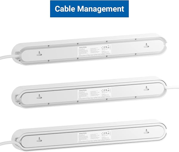 deleyCON Regleta con 1,5 m, Seis Tomas, Puertos USB, Dos Salidas USB-A para Cargar Móvil y Tableta, Protección contra Sobretensión, Interruptor, Blanco - 4