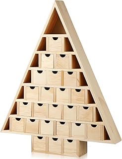 Suzile Christmas Advent Calendar Wooden DIY - with 24 Removable, Fillable Empty Drawers, Advent Calendar for Countdown, DIY, Decoration, Gifts