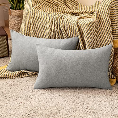 MIULEE Cushion Covers 18x18 Inches Set of 2 Decorative Throw Pillow Covers for Furniture Patio Couch Sofa Bed Linen Balcony Outside Cushions for Waterproof Garden, 45x45 cm Dark Grey