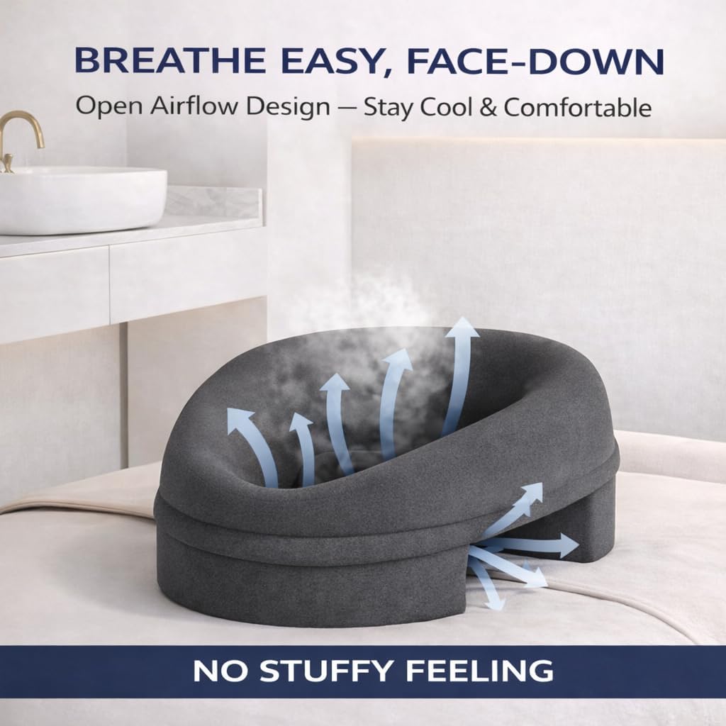 Memory Foam Face Down Breast Support Cushion for Massage Table, Prone Face Cushion, Comfortable Chest Support for Spa, Salon and Home