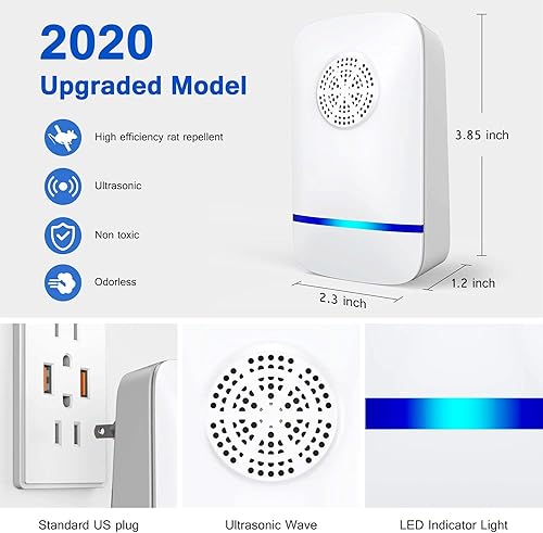 Miniatura 4 de Repelente ultrasónico de plagas 6 paquetes repelente electrónico de plagas para interiores enchufe para mosquitos ratones cucarachas arañas insectos