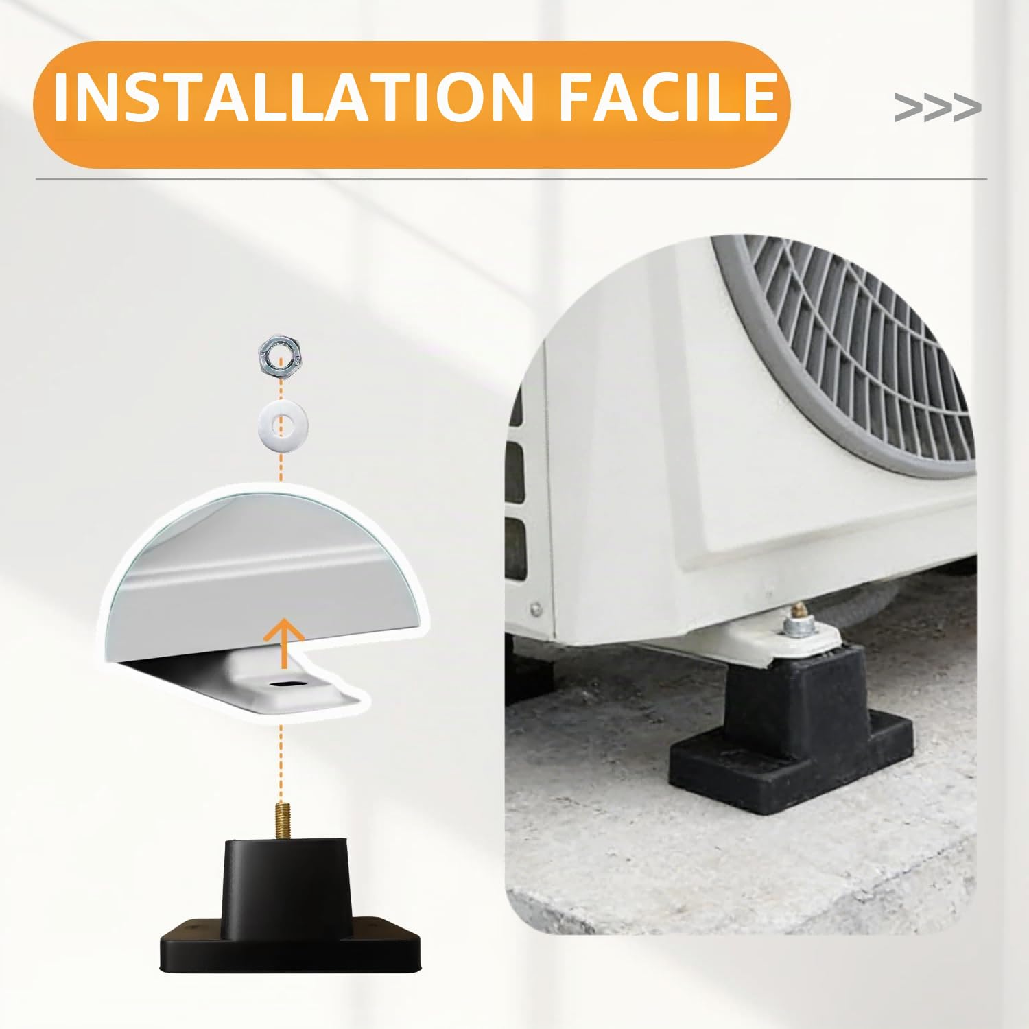 Lot de 4 pieds de sol lourds pour climatisation et pompe à chaleur, pieds anti-vibrations avec capacité de charge de 200 kg par pied, résistants aux UV et antidérapants, support en caoutchouc pour