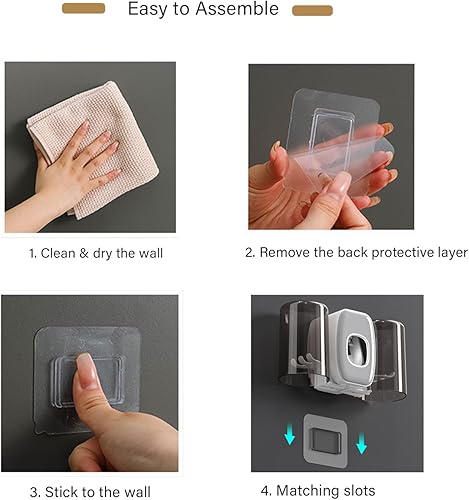 Miniatura 5 de MYLAMZAL Soportes para cepillos de dientes montados en la pared con dispensador de pasta de dientes para niños, juego de accesorios organizadores de