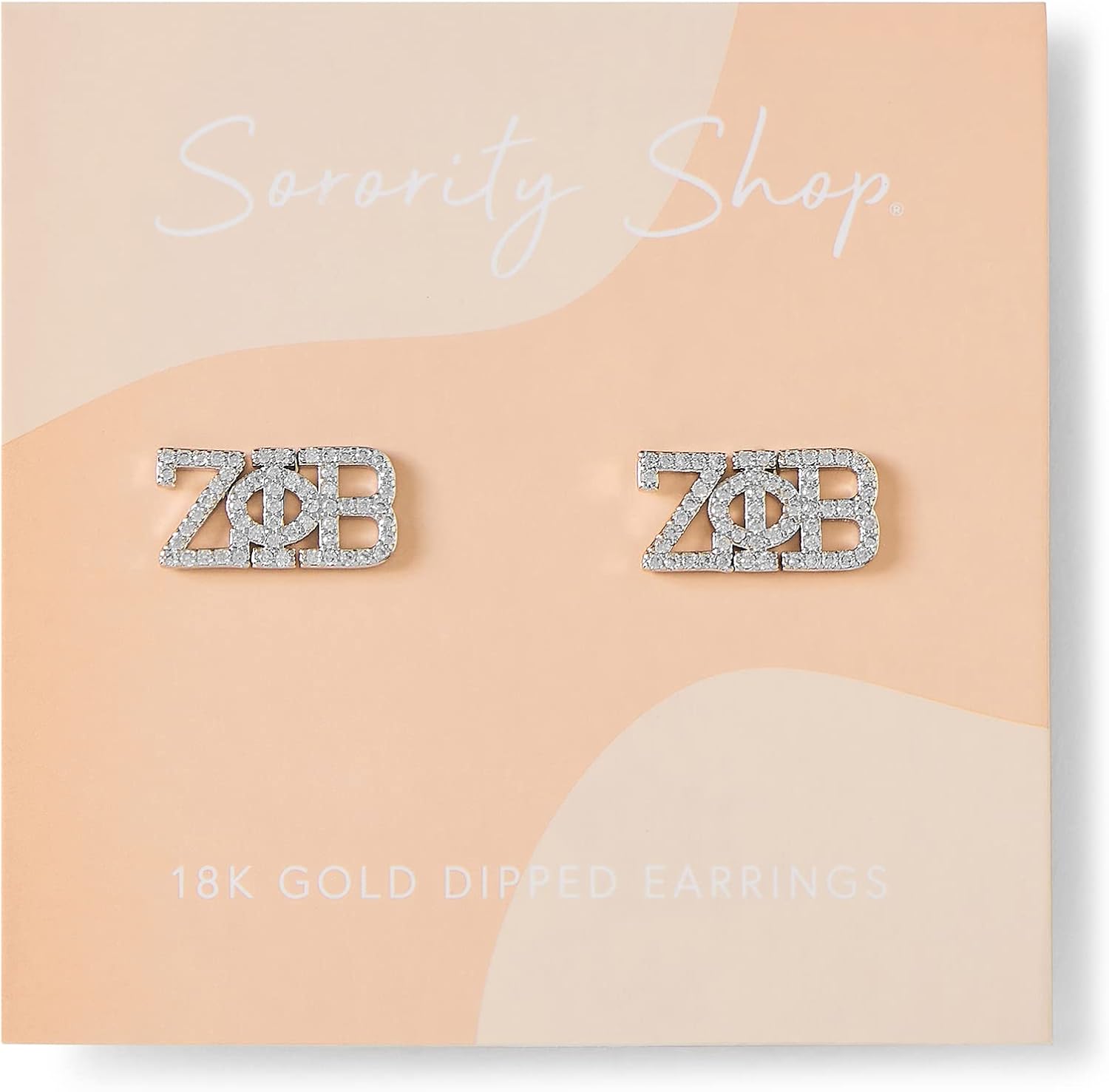 Sorority Shop Zeta Phi Beta Earrings — ZPB White Gold Plated Sorority Gifts Earrings, Long-Lasting Zeta Phi Beta Gifts for Women - Image 2