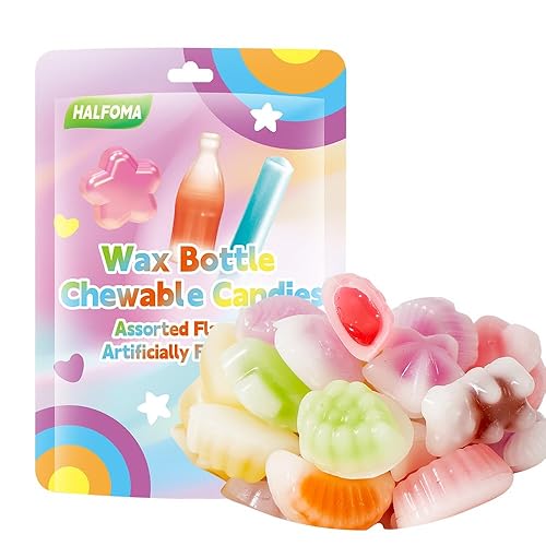 Halfoma Wax Bottle Candy with Syrup in the middle,Assorted Fruit