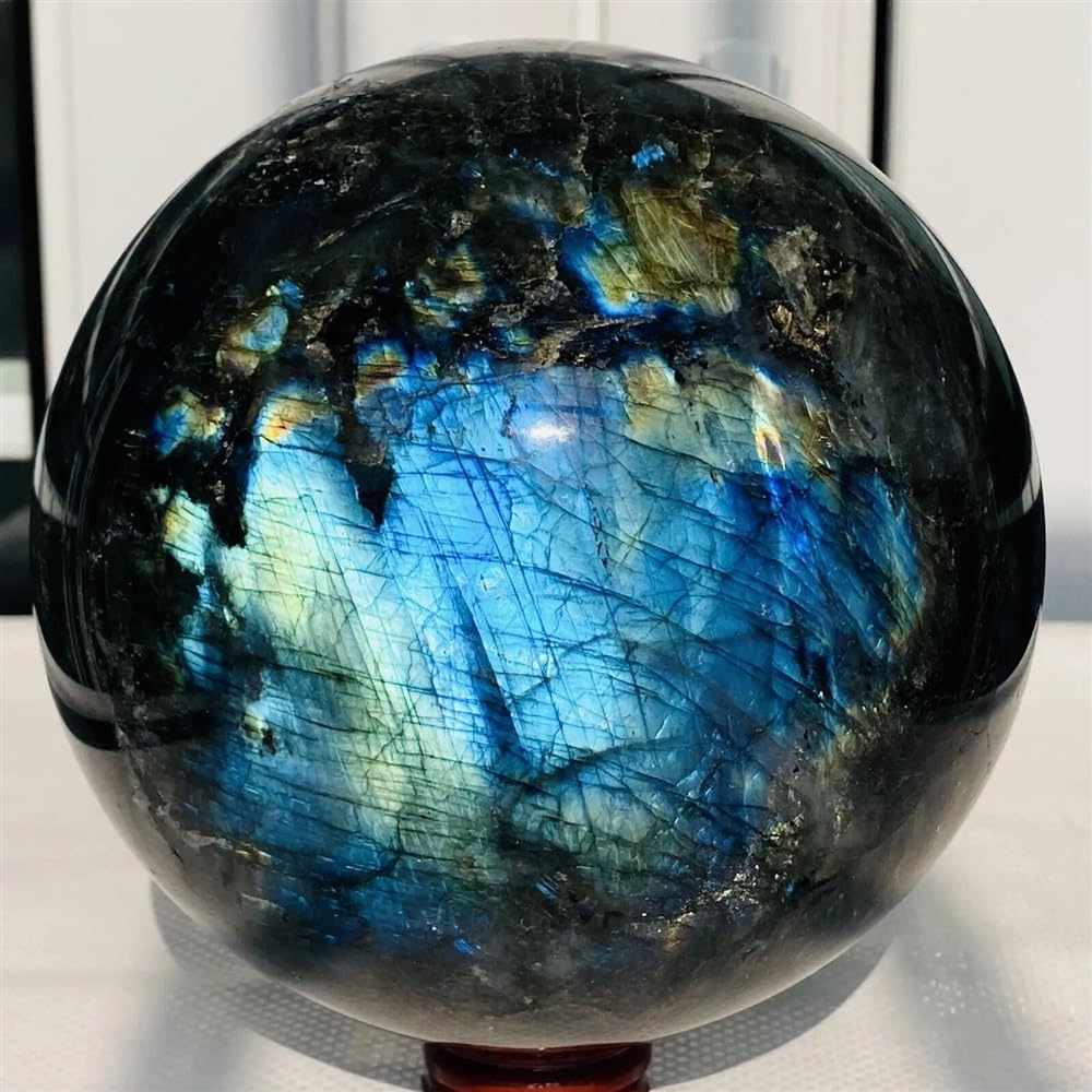 SHFTQXSLAT Decorative Ornaments Labradorite Crystal Ball Furniture Office Decoration (Size : 1300-1400g)