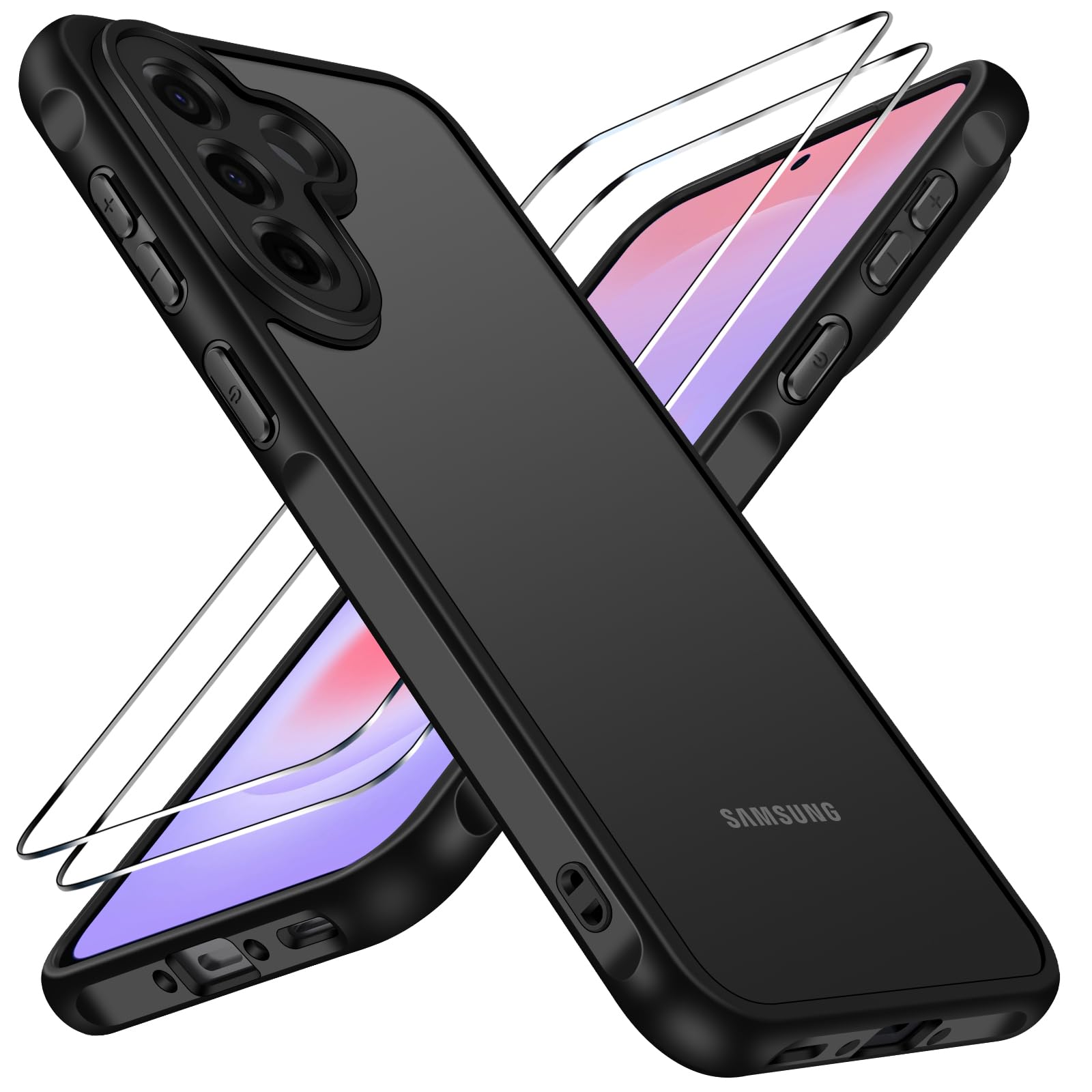 ivoler Coque Mat pour Samsung Galaxy A37 5G avec 2 Pièces Verre Trempé, [Protect