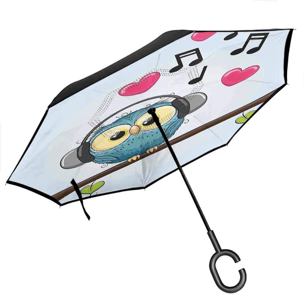 Parapluie inversé pliable chouette grand format coupe-vent