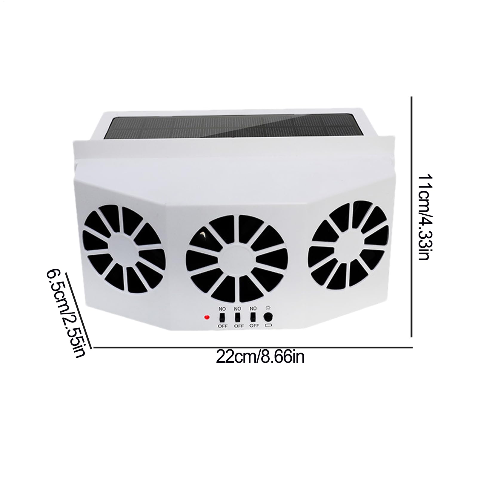 Ventilatore Di Scarico Solare Per Auto - 22x6,5x11 Cm 1600 MAh, Ventola Di Scarico Per Finestra Con 3 Uscite, Dispositivo Di Raffreddamento Silenzioso Per Veicolo | Circolazione Automatica 'aria P