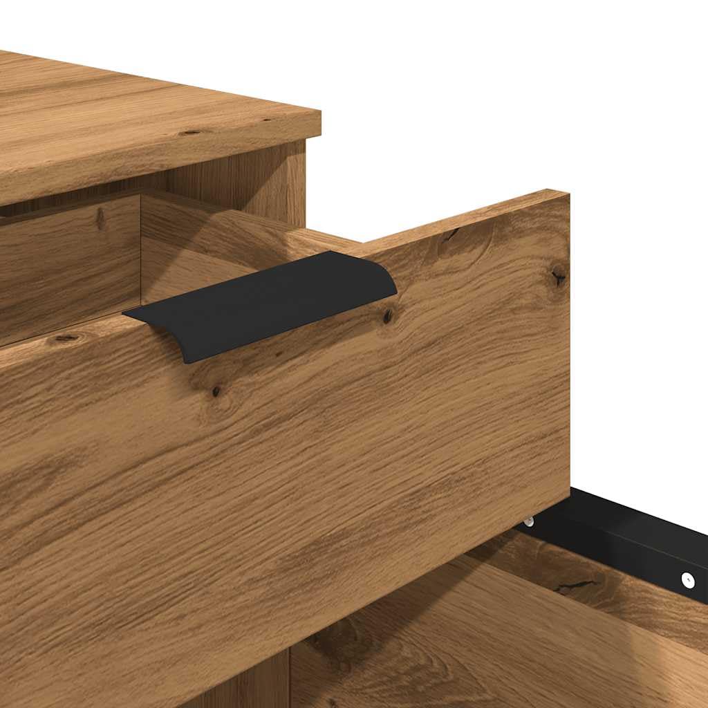 Brokky 856950 Schedario con Ruote Rovere 45x38x54 cm Legno Multistrato Cassettiera,Mobiletto da Ufficio con Serratura,Regolabile per Cartelle Sospese,Superficie Testurizzata,per Ufficio,Studio