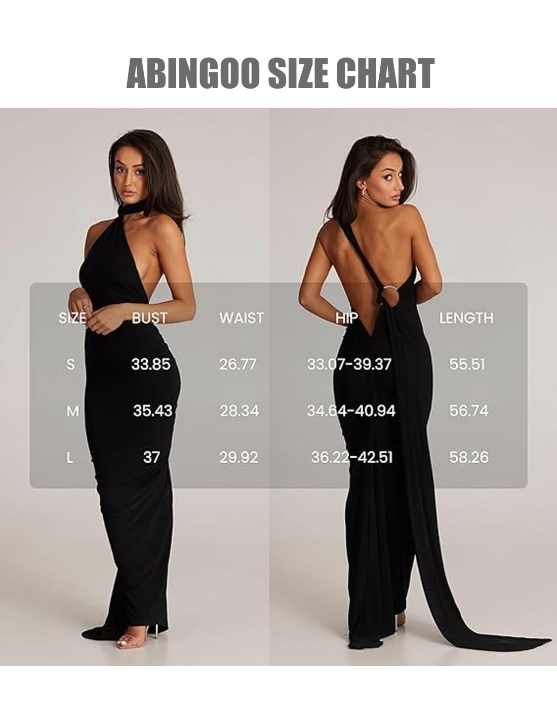 ABINGOO Vestito Donna Senza Maniche Maxi Abito Sexy Backless Bodycon Abito Lungo Tinta Unita Elegante Abito da Cocktail