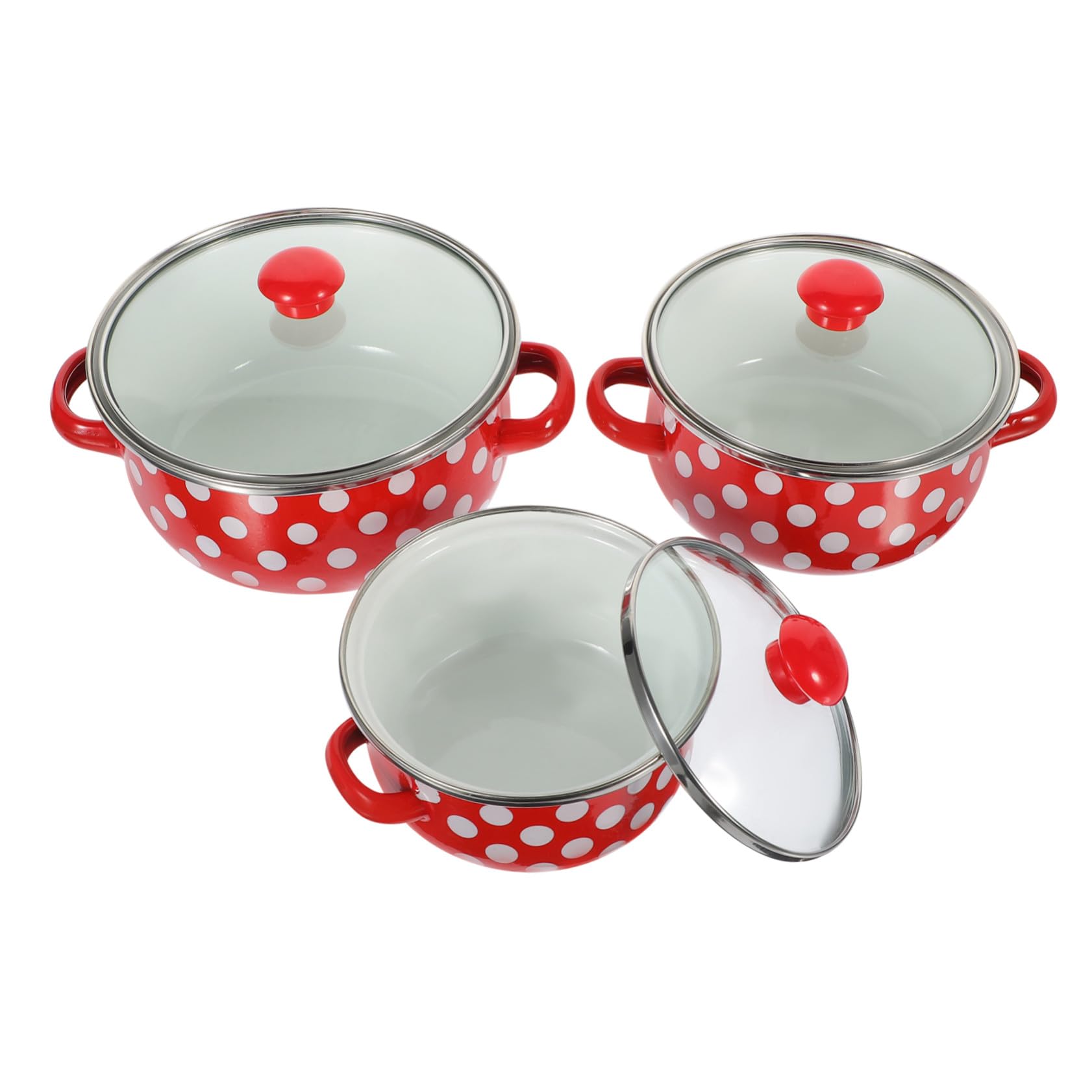 Casseroles Émaillées Miniatures TOYANDONA | Set de 3 Pièces à Double Poignée