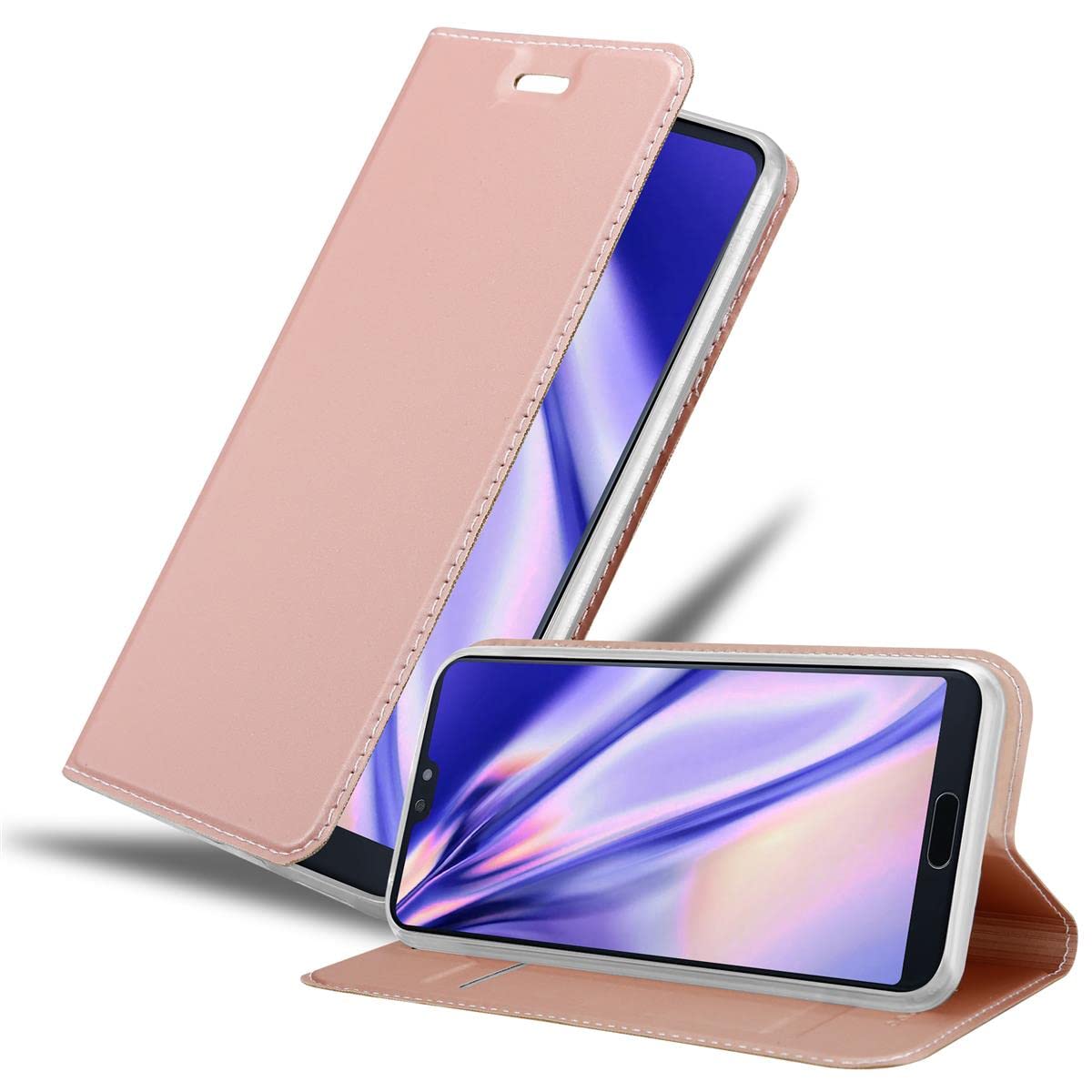 Cadorabo Custodia A Libro Per Huawei Y9 2019: Turchese Con Fiori | Portafoglio Con 3 Slot E Chiusura Magnetica