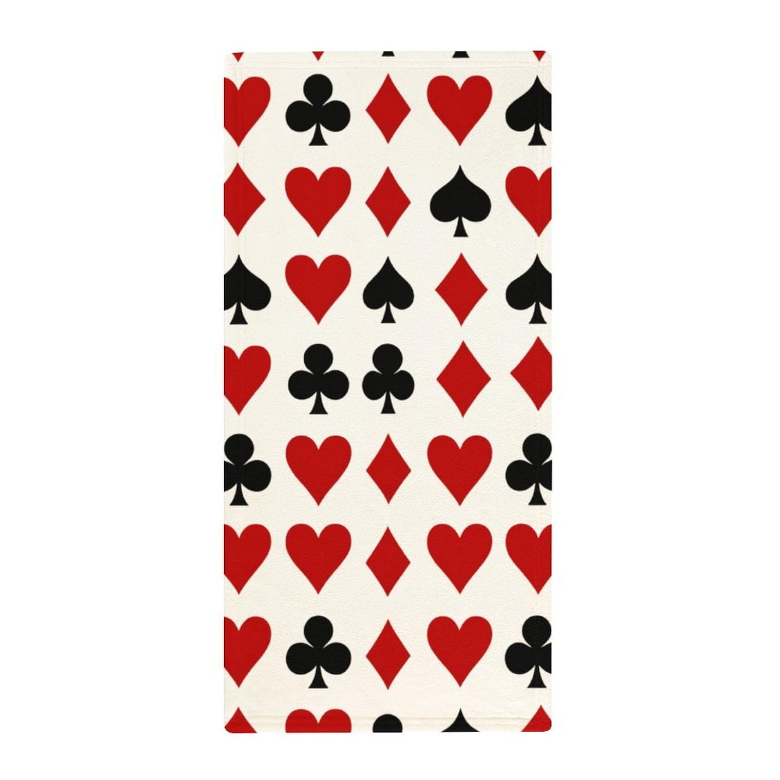 Anceky Premium Hotel Bath Towels, Casino Poker Pattern Lightweight Hand Towels for Face, Hair & Luxury Guest Bathrooms