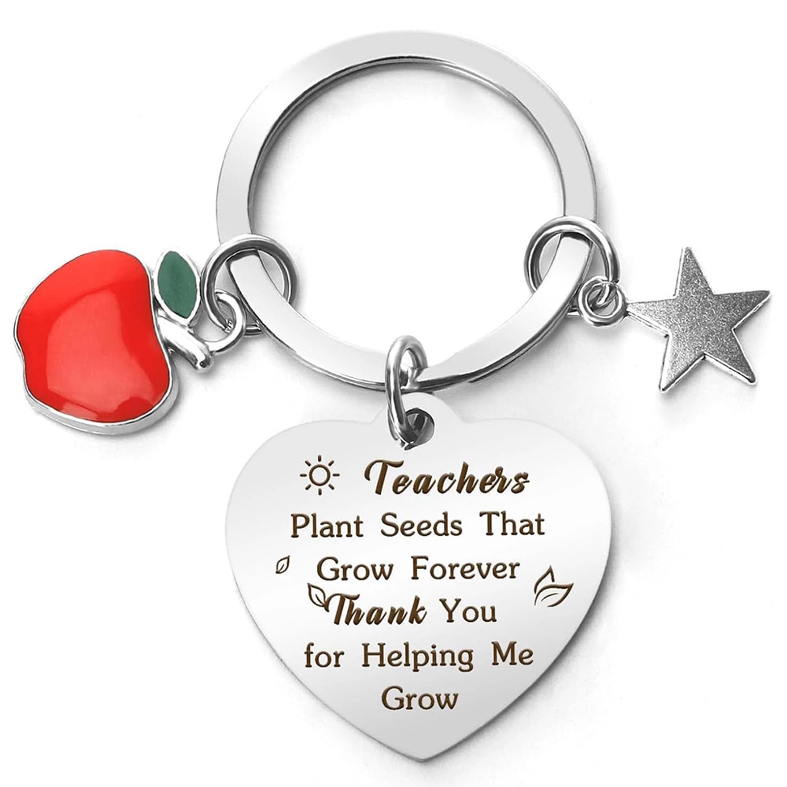 Yunvisty Unisex Red Teacher Gifts Keyring Leaving Gifts Apple Element For Colleagues Women Thank You Gift For Women Men Teacher Keyring Thank You For Helping Me Grow