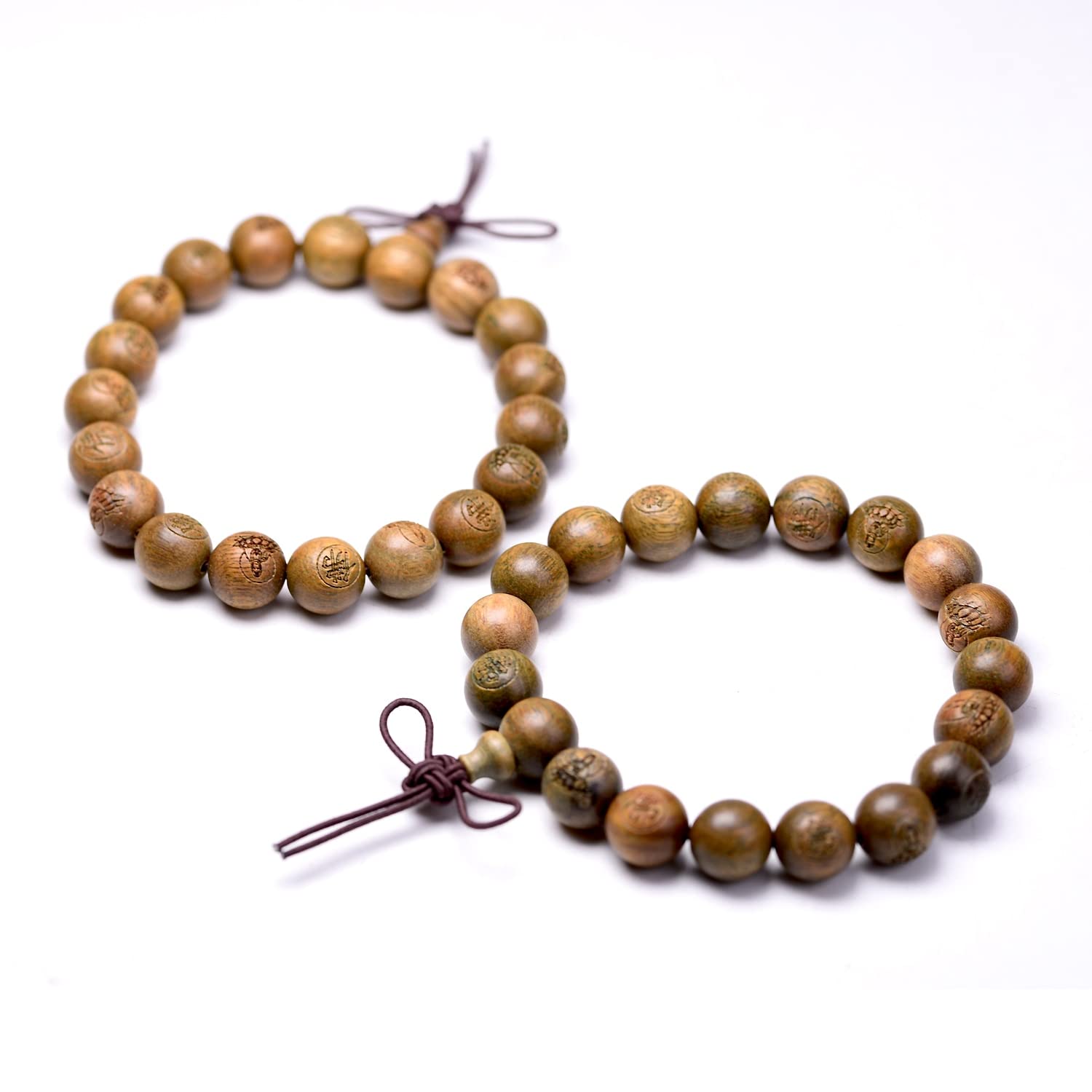 Pulseras, Pulseras de Cuentas de Buda, Pulsera de Cuentas de Buda de sándalo Verde Natural de 20 mm grabada con la Palabra Buda, Joyería de Cuentas de Madera para Hombre y Mujer