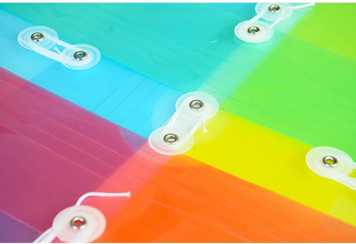 TIENO Assorted Clear Plastic Envelopes with String Closure Legal Size Side Loading Folders PVC Office Study Organizer 15PCS