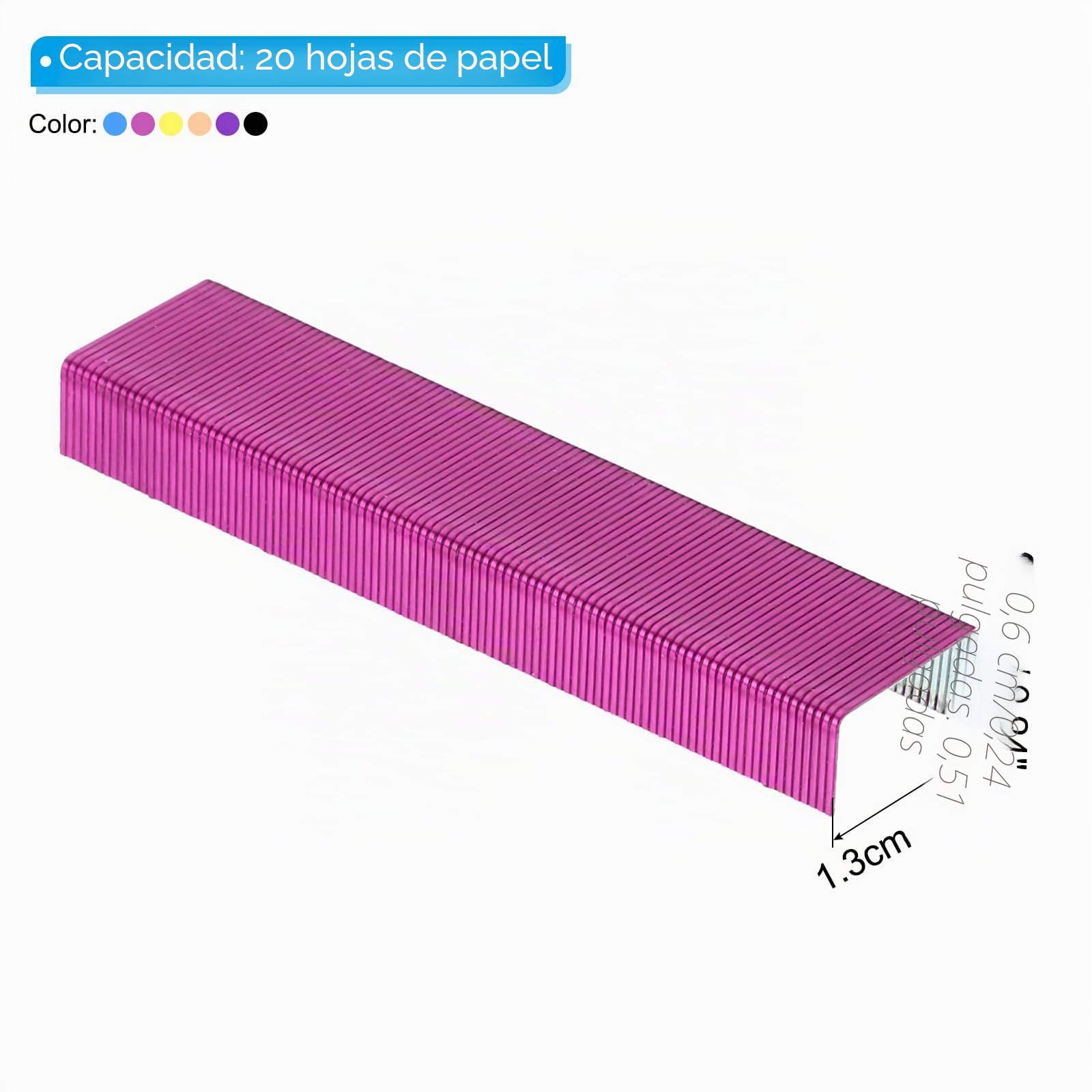 PATIKIL Grapas para Grapadora 6 (1000 uds por Uds) 26/6 Estándar 1/4" Longitud Atascos Libre Negro/Rosa Oro/Amarillo/Rosa Rojo/Púrpura/Azul