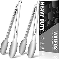 Vista 9 de Pinzas de cocina Walfos - 17,78 cm, 22,86 cm y 30,48 cm. Pinzas para alimentos resistentes al calor, acero inoxidable engrosado y puntas de silicona