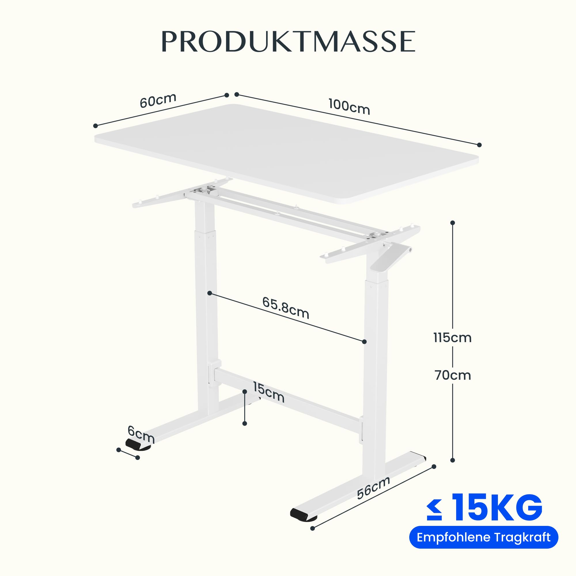 FLEXISPOT Höhenverstellbarer Schreibtisch Gasfeder mit Rollen | Einteilige wasserabweisende Tischplatte, ideal für Homeoffice, Büro, Balkon, Terrasse, Outdoor und Wohnzimmer