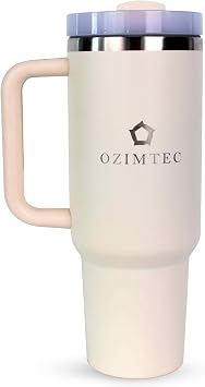 Tumbler 40oz Vacuum Insulated Stainless Steel Cream I Silicone Boot Sleeve I Silicone Straw I Stainless Steel Straw I Cleaning Brush