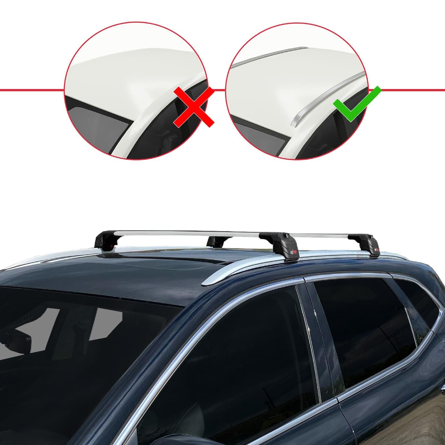 Compatibile con MG HS (AS23) 2018-2024 Modello ACE-2 Barre Tetto Portapacchi Auto Barre Portatutto Grigio Alluminio 2 Barre