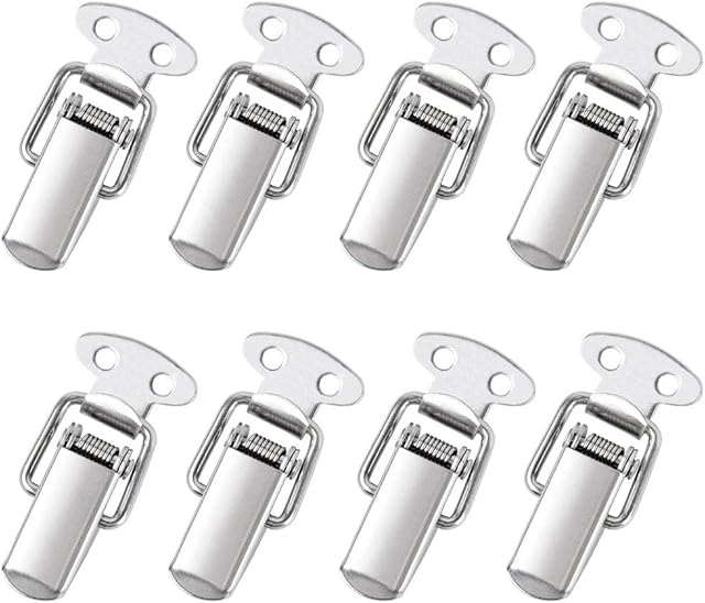 DECARETA Stainless Steel Latch,8 Pack Toggle Latch,Spring Loaded Catch Clamp Clips,Duck Billed Buckles for Case,Toolbox,Box,Drawer,Chest, Trunk,Cabinet,Closet,Lockers (Silver)