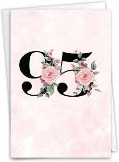 NobleWorks - 95th Milestone Birthday Greeting Card with 5 x 7 Inch Envelope (1 Card) Floral Age 95 C8265MBG
