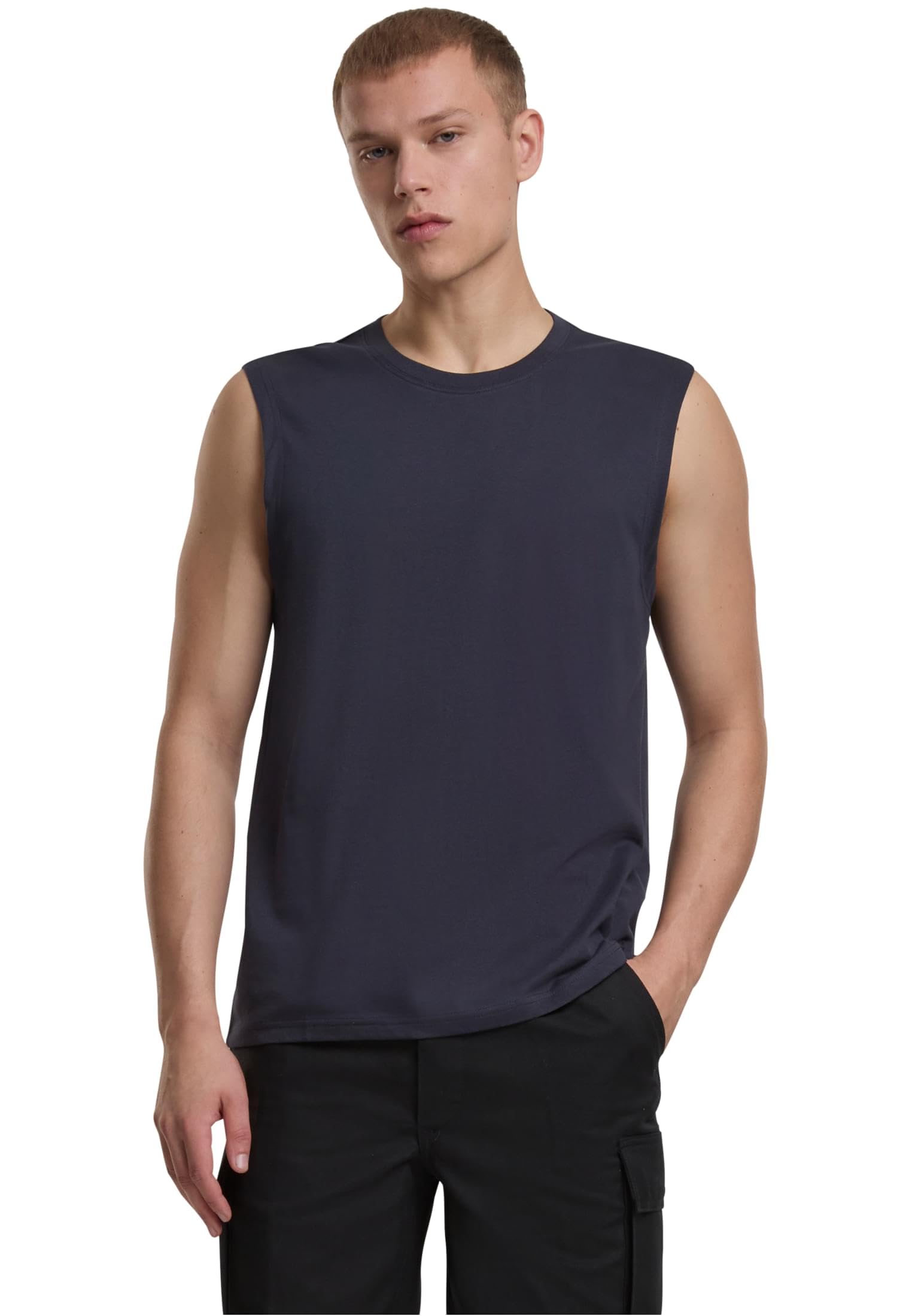 Brandit Men's T-Shirt Sleeveless, Navy, M